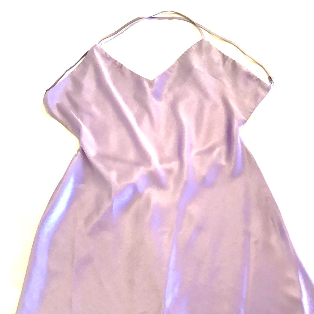 Victoria's Secret Lavender Purple Chemise Lingerie Criss Cross Straps Open Back